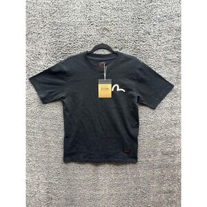 NWT Evisu Custom Made Graphic Logo Crewneck Short Sleeve Tee Black Mens Size S‎